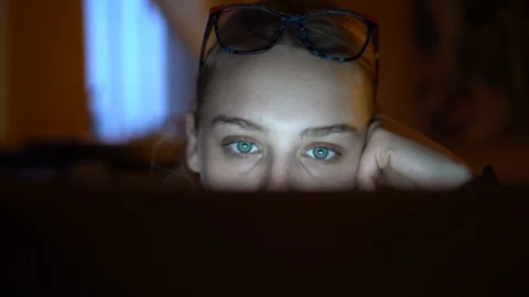Attractive Young Woman Using a Notebook, Close Up Video stock 120774998