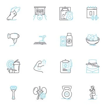 Attractiveness linear icons set. Alluring, Beautiful, Charming, Cute, Delightful Stock Illustration