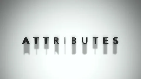 Attributes 3D title animation matte black text on a white background Stock-Footage 300715664