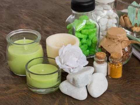 The attributes of aromatherapy Stock Photos