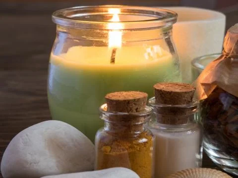 The attributes of aromatherapy Foto stock