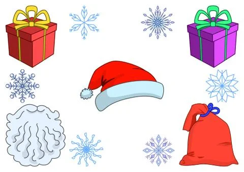 Attributes of the santa claus Stock Illustration