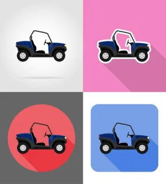 Atv car buggy off roads flat icons vector illustration Stock Illustration