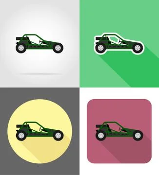 Atv car buggy off roads flat icons illustration Stock Illustration