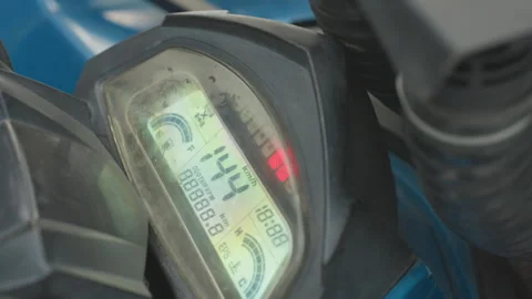 ATV dashboard with warning lights. Closeup of ATV with warning indicators 스톡 동영상 332167542