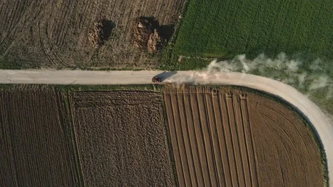 ATV drift through sandy corner from bird perspective in slow motion Видео 152147882