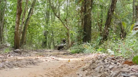 ATV drive through mud puddle Stock Footage 64331279