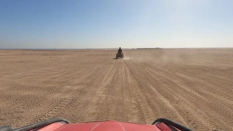 ATV with driver riding in desert Stock Footage 264058007