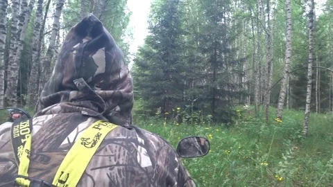 On an ATV in the forest Stock Footage 83251718
