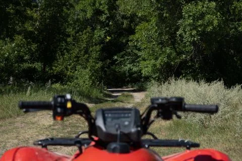 ATV on a forest path Stock Photos