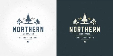 Atv logo emblem vector illustration off road mountains expedition, quad bik.. Stock Illustration