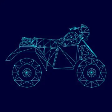 ATV motorcycle on four wheels low poly triangulation triangulated polygonal.. Stock Illustration