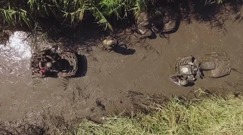 Atv moves stops in the swamp. Stock Footage 66755365