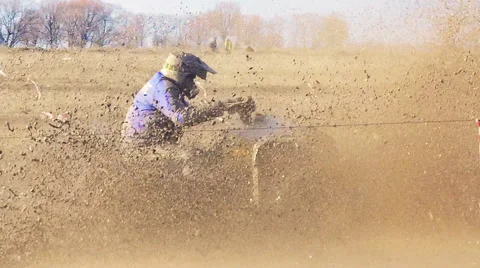 Atv moves throw paddle. Stock Footage 60263570