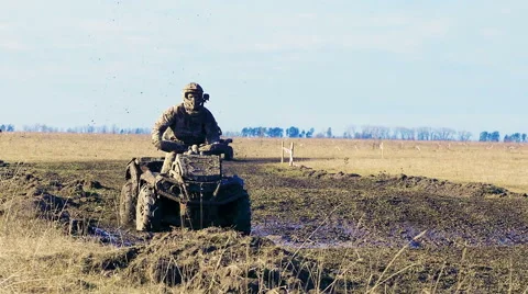 Atv racing. Mud track. Stock Footage 60263218