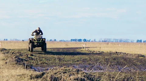 Atv racing. Mud track. Stock Footage 60263219