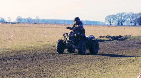 Atv racing. Mud track. Stock Footage 60263234