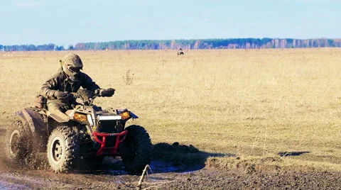 Atv racing. Mud track. Stock Footage 60263235