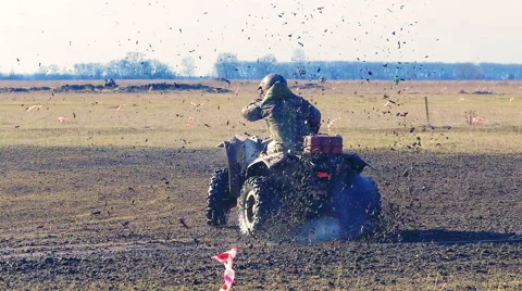 Atv racing. Mud track. Stock Footage 60263587