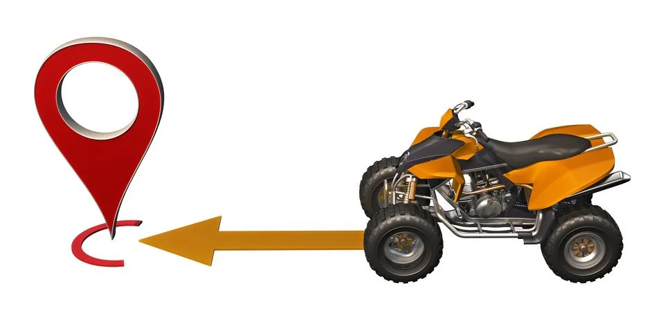 ATV rides to map marker Stock Illustration