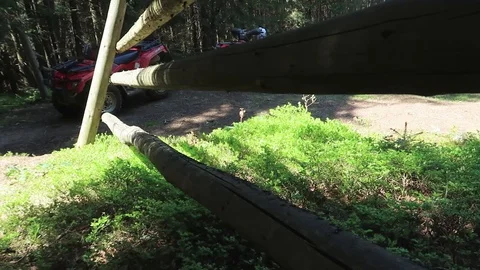 ATV stands in the middle of a forest 動画素材 89729593