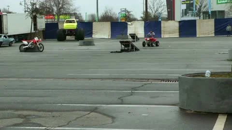ATV at stunt show, getting wormed up Stock Footage 11855093