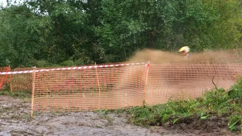 The ATV sweeps through a puddle. Stock Footage 189034550