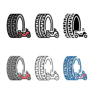 Atv utv tires color icon range vector Stock Illustration
