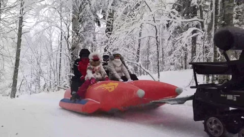 ATV winter forest road Stock Footage 149186664