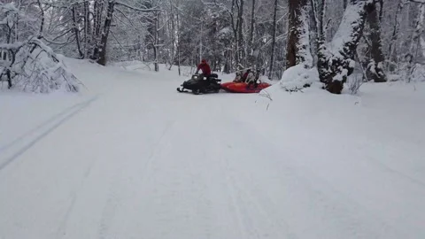 ATV winter forest road Stock Footage 149186772