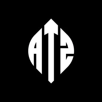 ATZ circle letter logo design with circle and ellipse shape. ATZ ellipse letter Stock Illustration