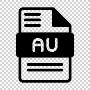 Au file icon. Audio format symbol Solid icons, Vector illustration.  Stock Illustration