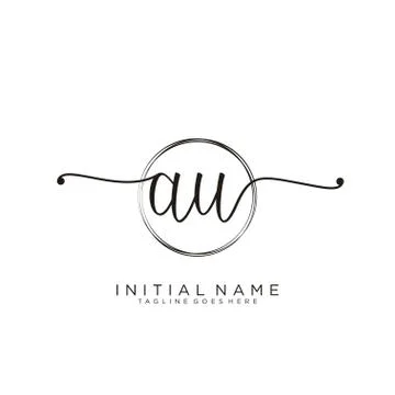 AU Initial handwriting logo with circle template vector Stock Illustration