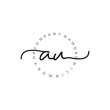 AU Initial handwriting logo design Stock Illustration