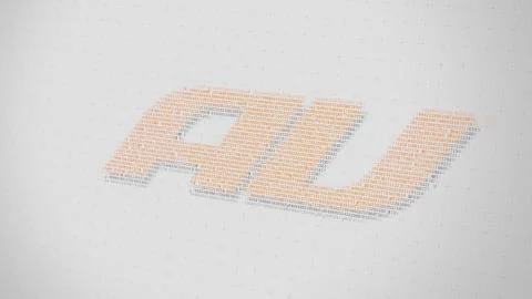 Au logo being made with many numbers. Digital business conceptual editorial 3D Illustrazione stock
