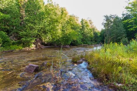 Au Train Falls in the Upper Peninsula of Alger County, Michigan Stock Photos
