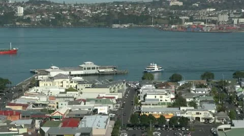 Auckland ferry at Devonport wharf Stock Footage 16756333