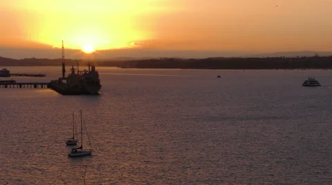 Auckland Ferry passing Devonport Naval Base Stock Footage 48950900