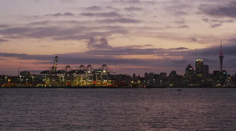 Auckland Harbor at Sunset  Stock Footage 67514792