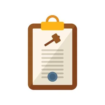 Auction clipboard icon flat vector. Judge process 스톡 일러스트
