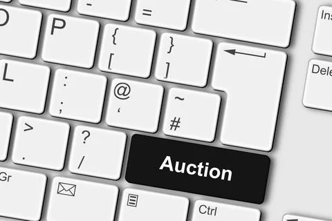 Auction concept PC computer keyboard 3d illustration Stock Illustration