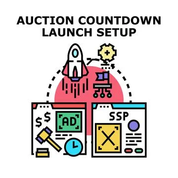 Auction countdown launch setup concept illustration Stock Illustration