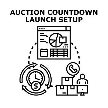 Auction countdown launch setup concept illustration Stock Illustration