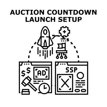 Auction countdown launch setup concept illustration Stock Illustration