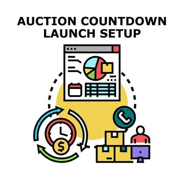 Auction countdown launch setup concept illustration Stock Illustration