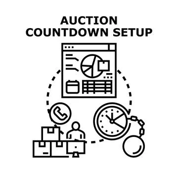 Auction countdown setup for online bidding and trading Stock Illustration
