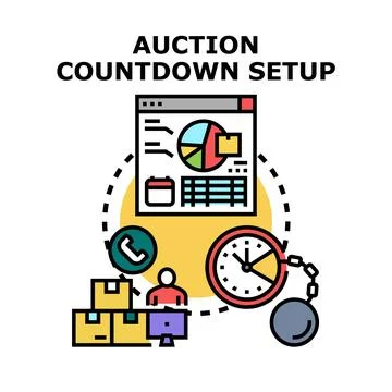 Auction countdown setup for online bidding and trading Stock Illustration