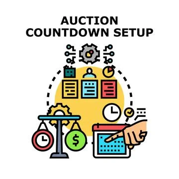 Auction countdown setup vector concept illustration Stock Illustration