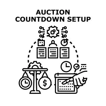Auction countdown setup vector concept illustration Stock Illustration
