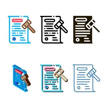Auction document icon set vector outline Stock Illustration